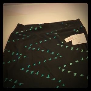 XL Cassie Skirt-- Green with Birds